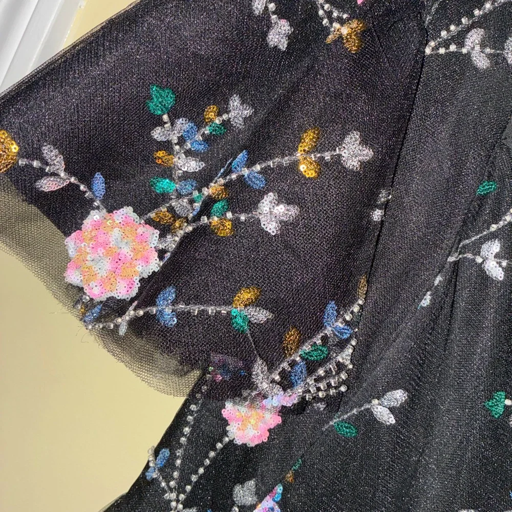 JessaKae Black Dress with Vibrant Floral Embroidery - Picture 3 of 3